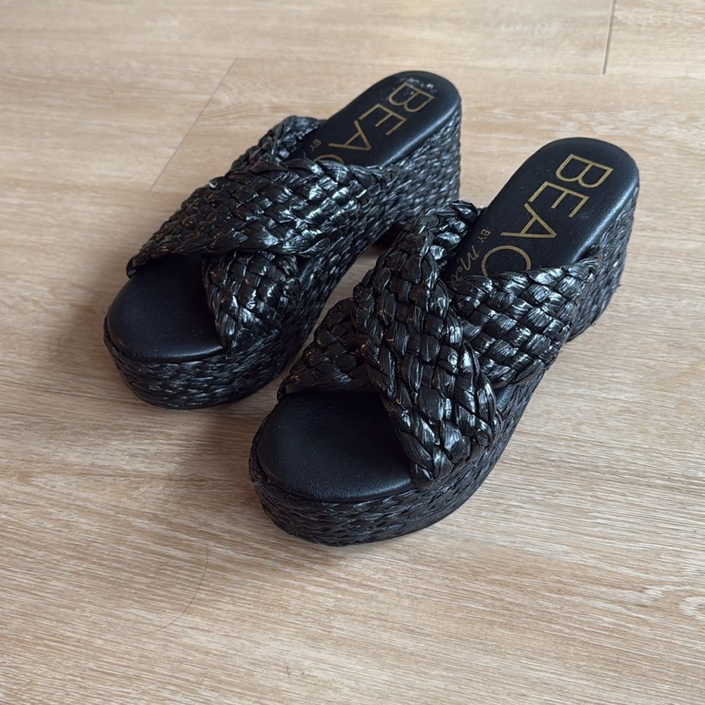 Beach by Matisse BLACK Women's Reflection Raffia Platform Sandal US 8 - Picture 3 of 6
